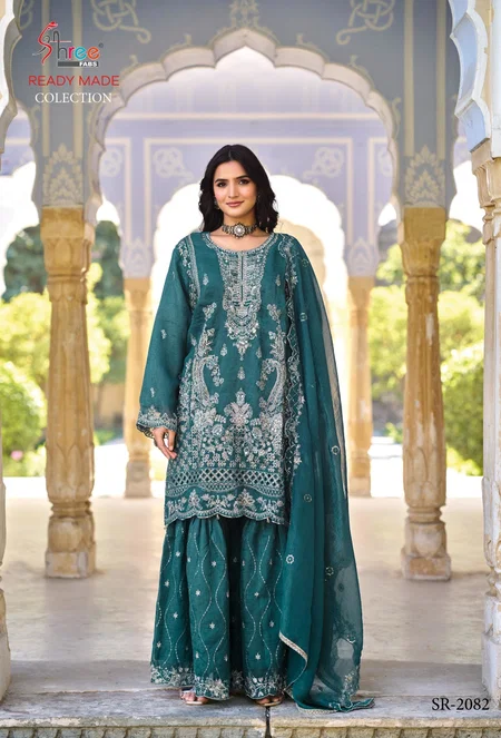 Sr 2082 A to D By Shree Currnchy Silk Wholesale Pakistani Sharara Suit In India